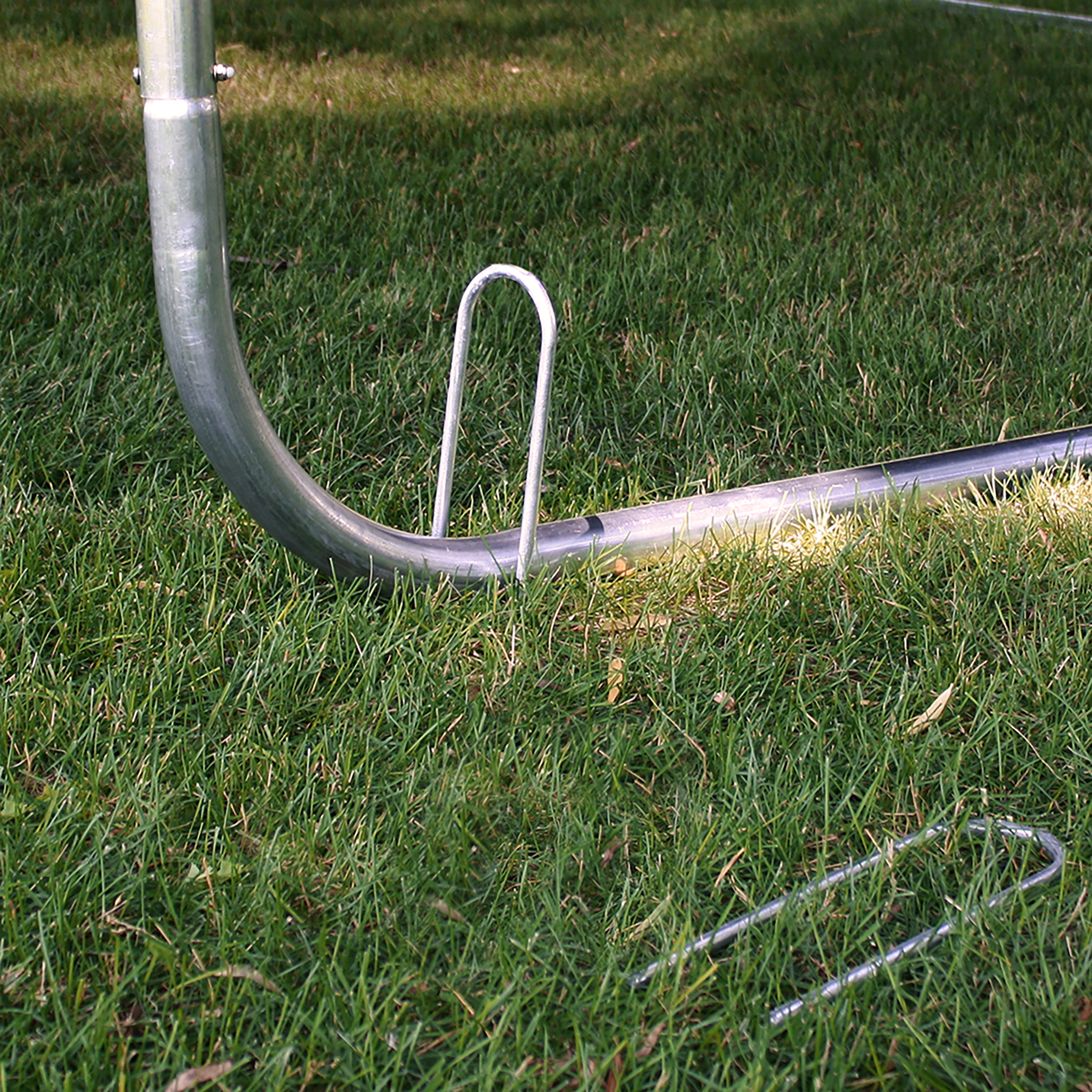 14' Round Trampoline with Enclosure and Wind Stakes - Bright Blue