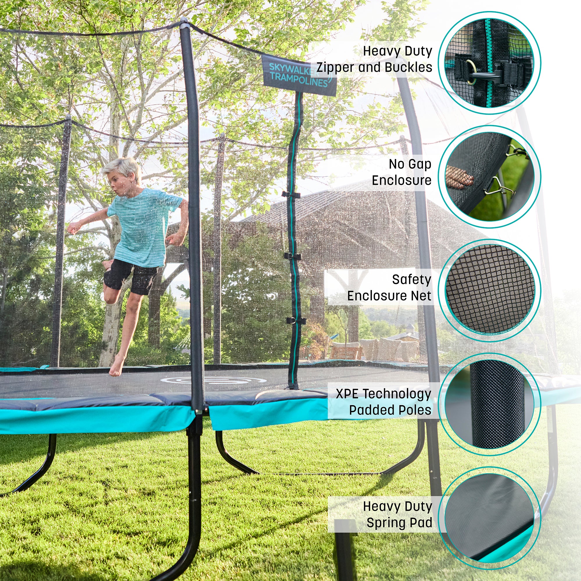 Signature Series 14'x8' Rectangle Outdoor Trampoline with Enclosure