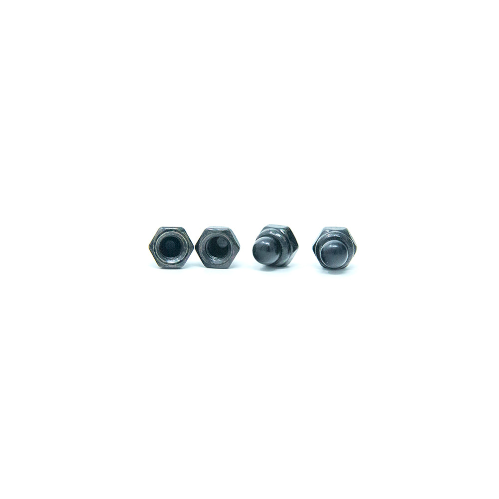 Four replacement black cap nuts.