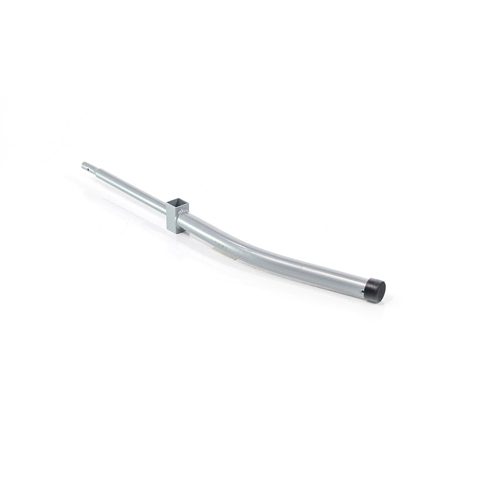 Curved mini trampoline leg with welded socket.