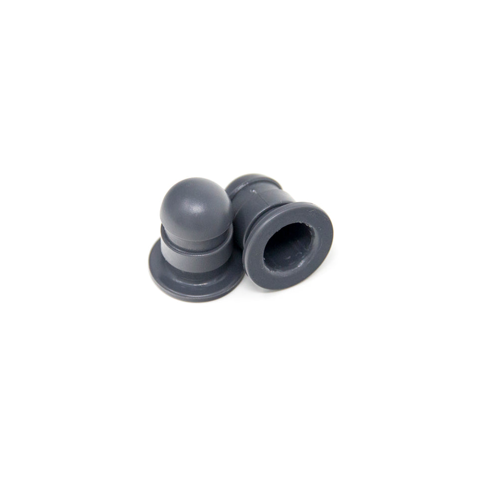 Two mini pole caps in a dark gray color.