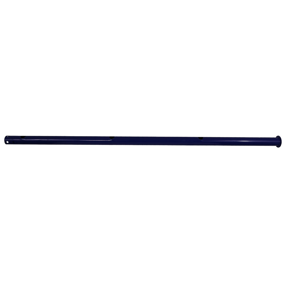 Blue side upright pole #3 is made from powder-coated steel. 