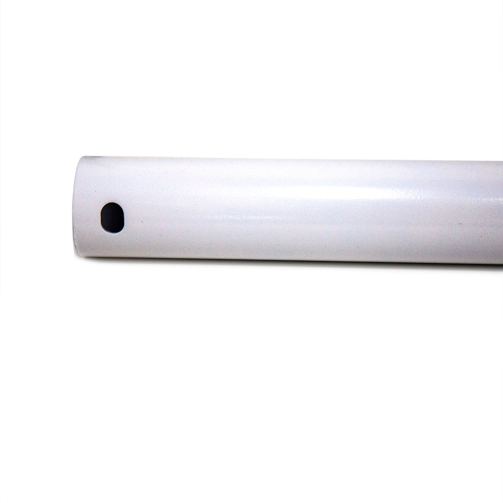 Close-up view of the hole at the end of the white pole.