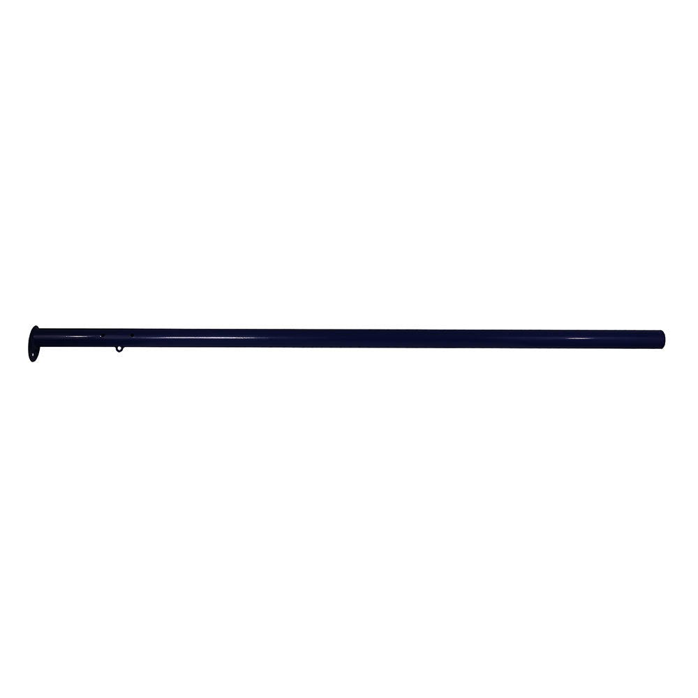 The upright tube is made of blue powder-coated steel.