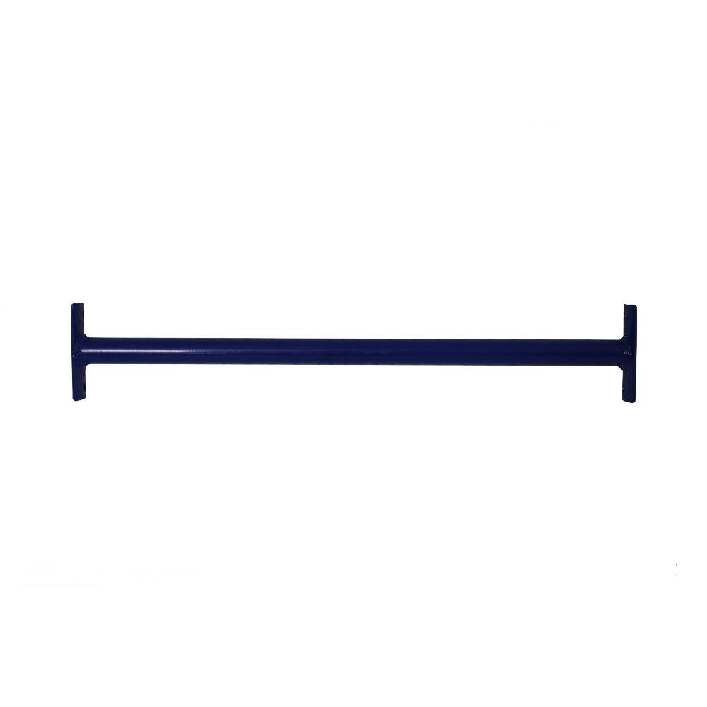 The steel connection frame has a blue powder coat on it.