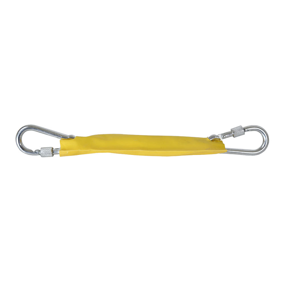 Short yellow chain with silver hooks.