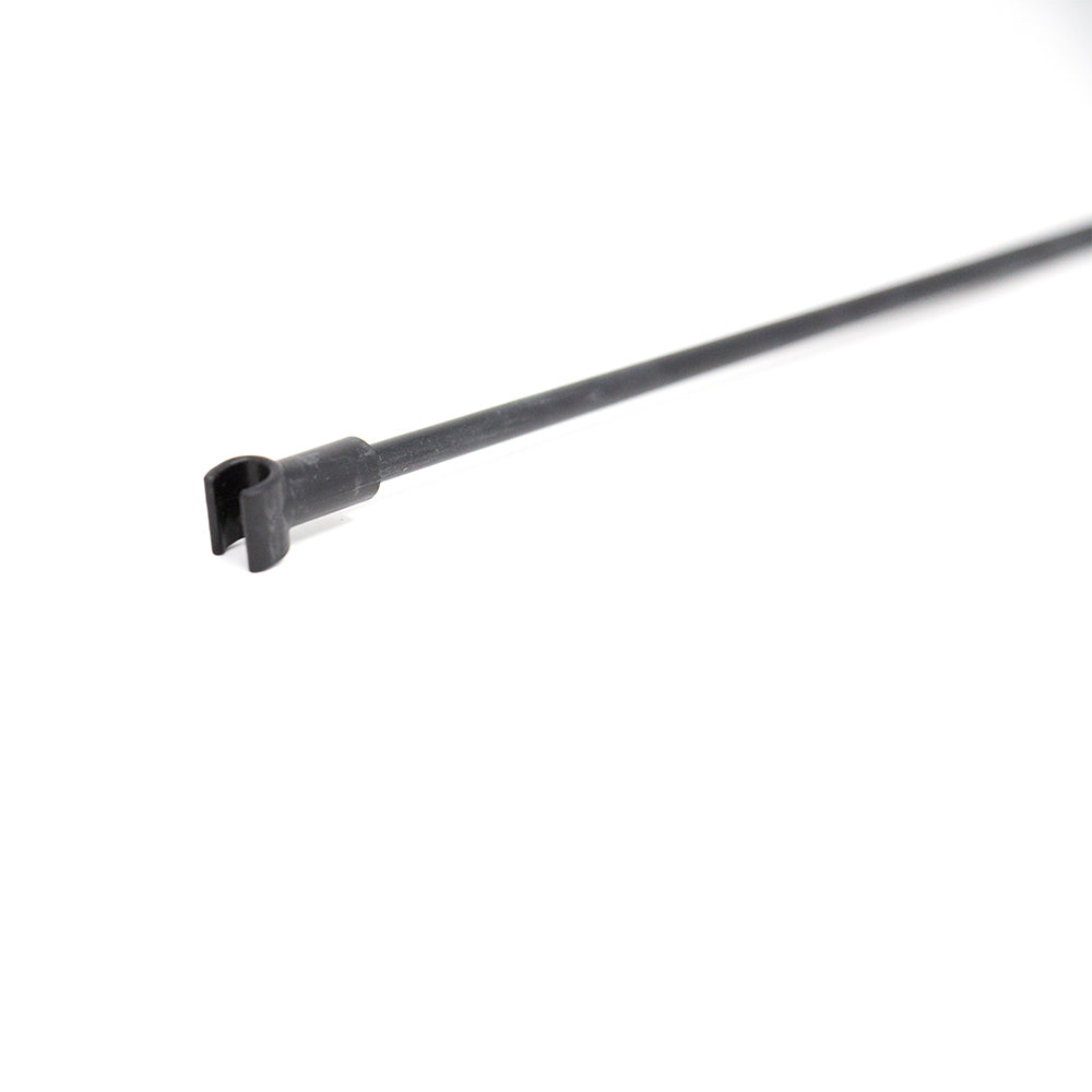 Closer view of the clip on one end of the rod.