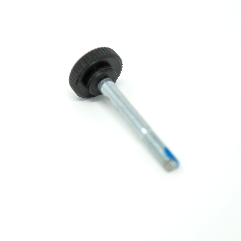 Replacement bolt has a black top and a silver bottom.