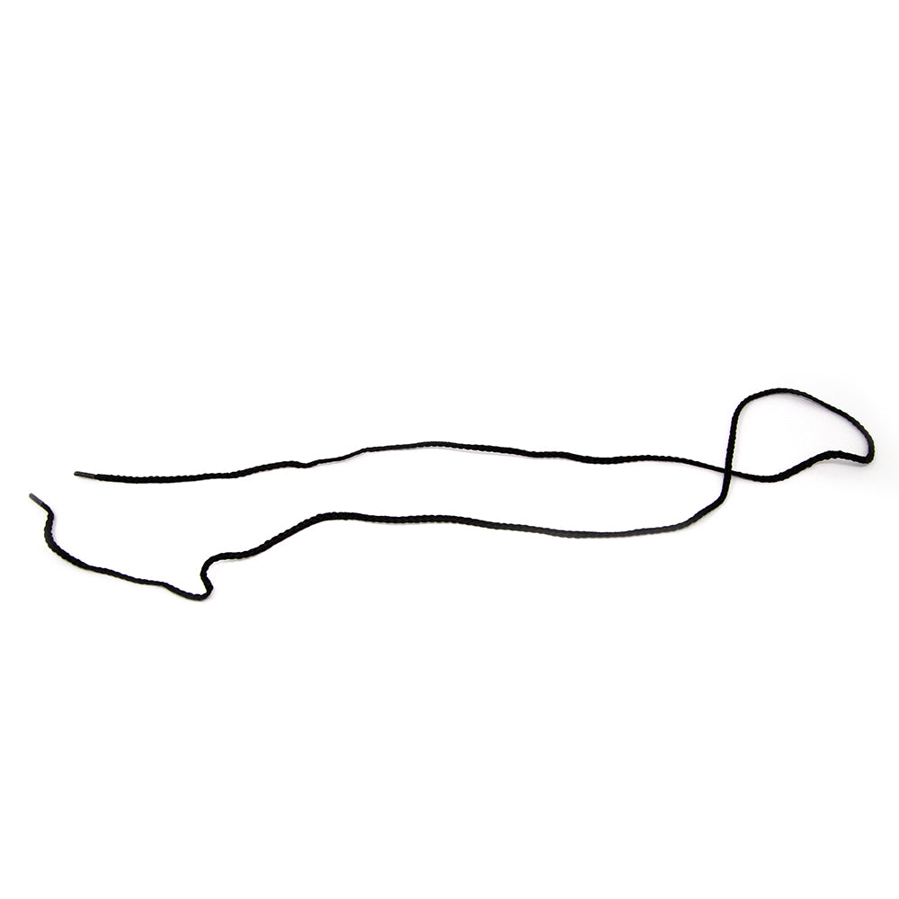 Long black string designed to help attach the net on the basketball hoop accessory.