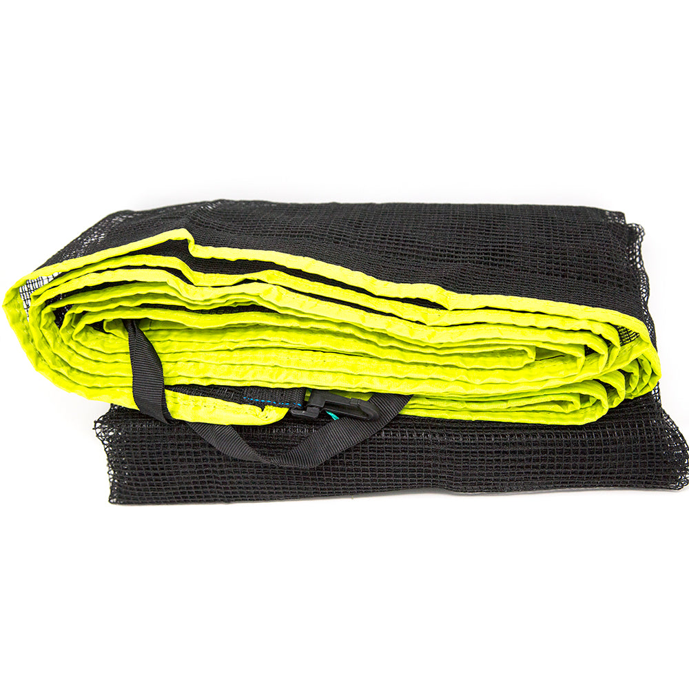 Black net with yellowish-green trim.