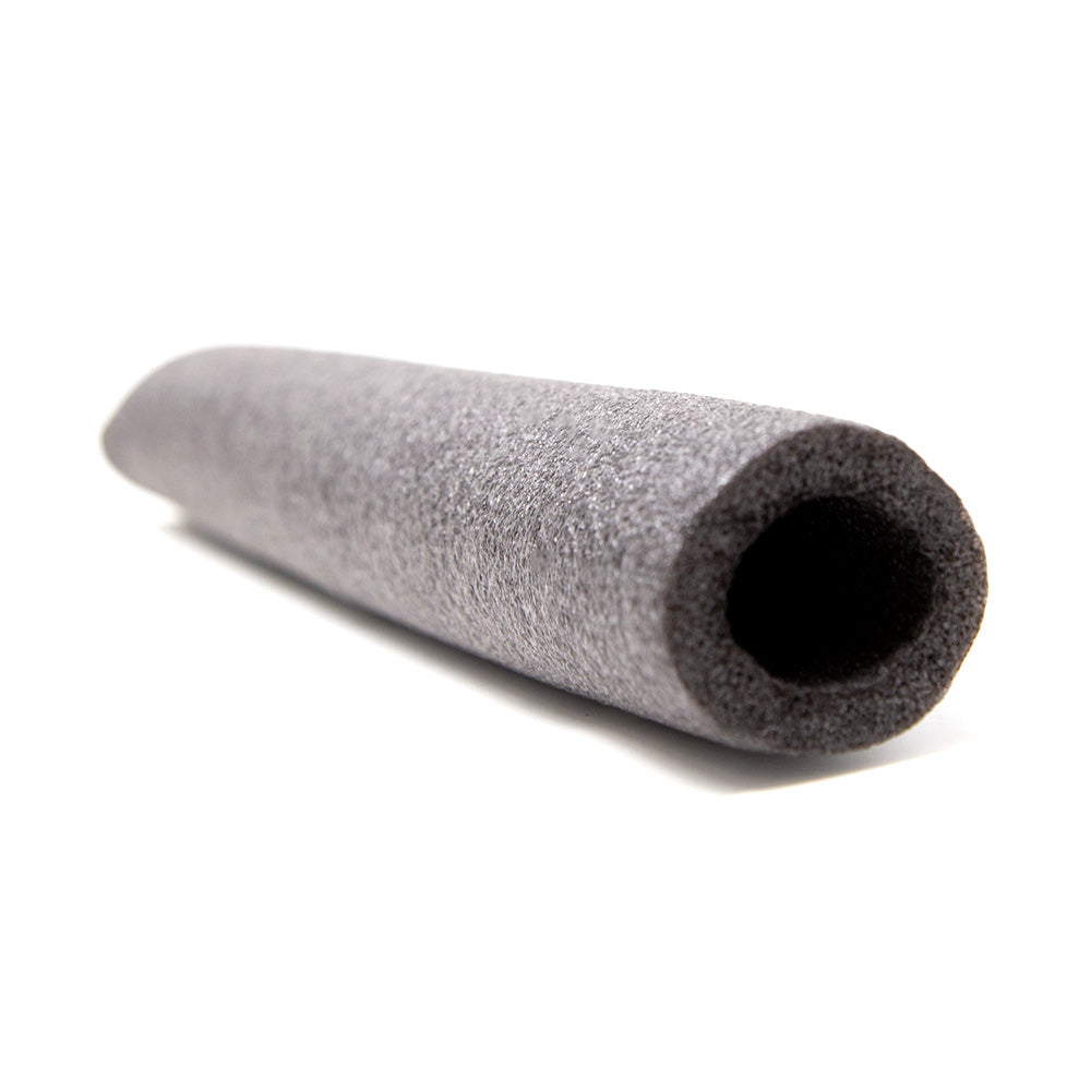Piece of gray foam seen from the side angle.