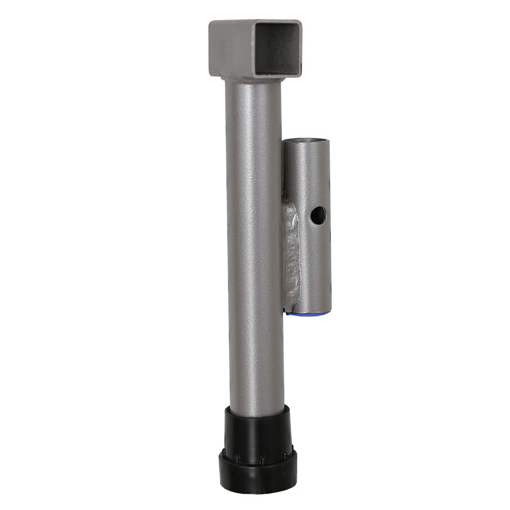 Grey mini trampoline leg has both a T-joint and a T-socket.