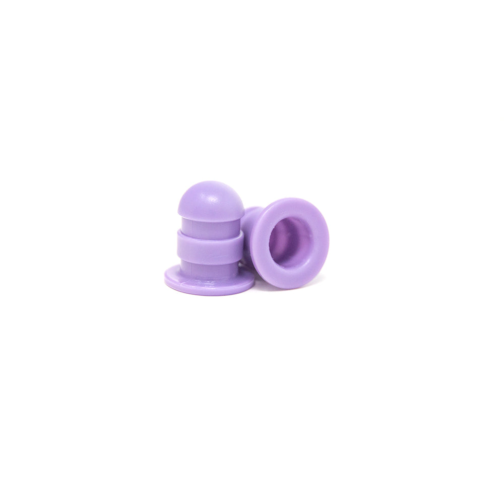 Plastic mini pole caps in lavender color.