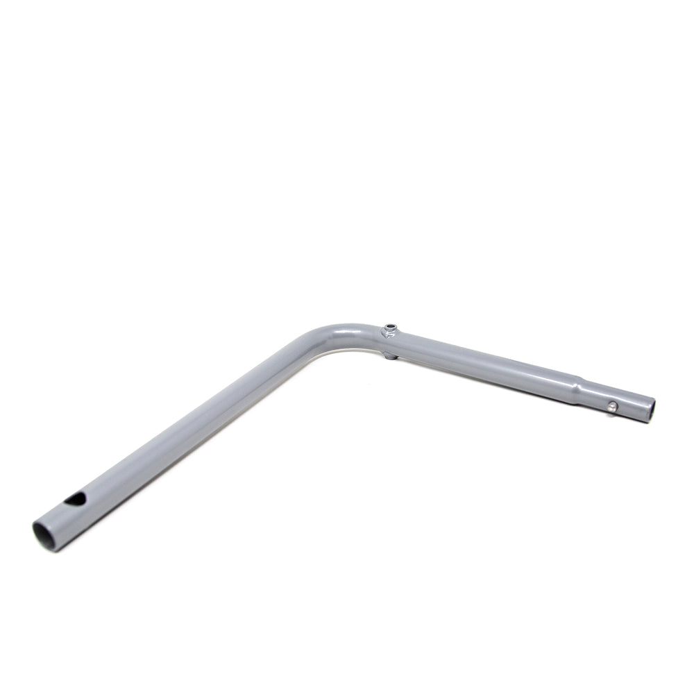 Left lower frame tube is constructed from steel with a gray powder coat.
