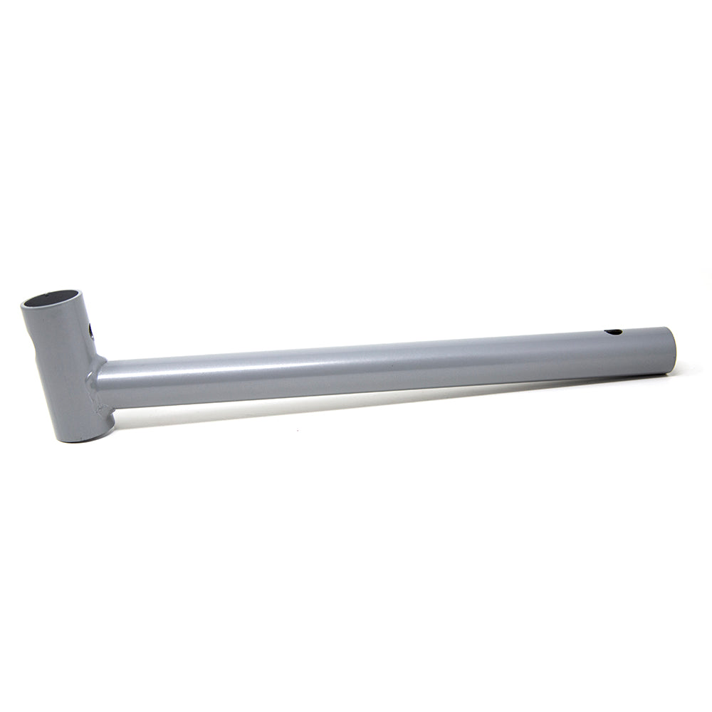 The lower net support frame piece is made from a tube with a joint welded to it.