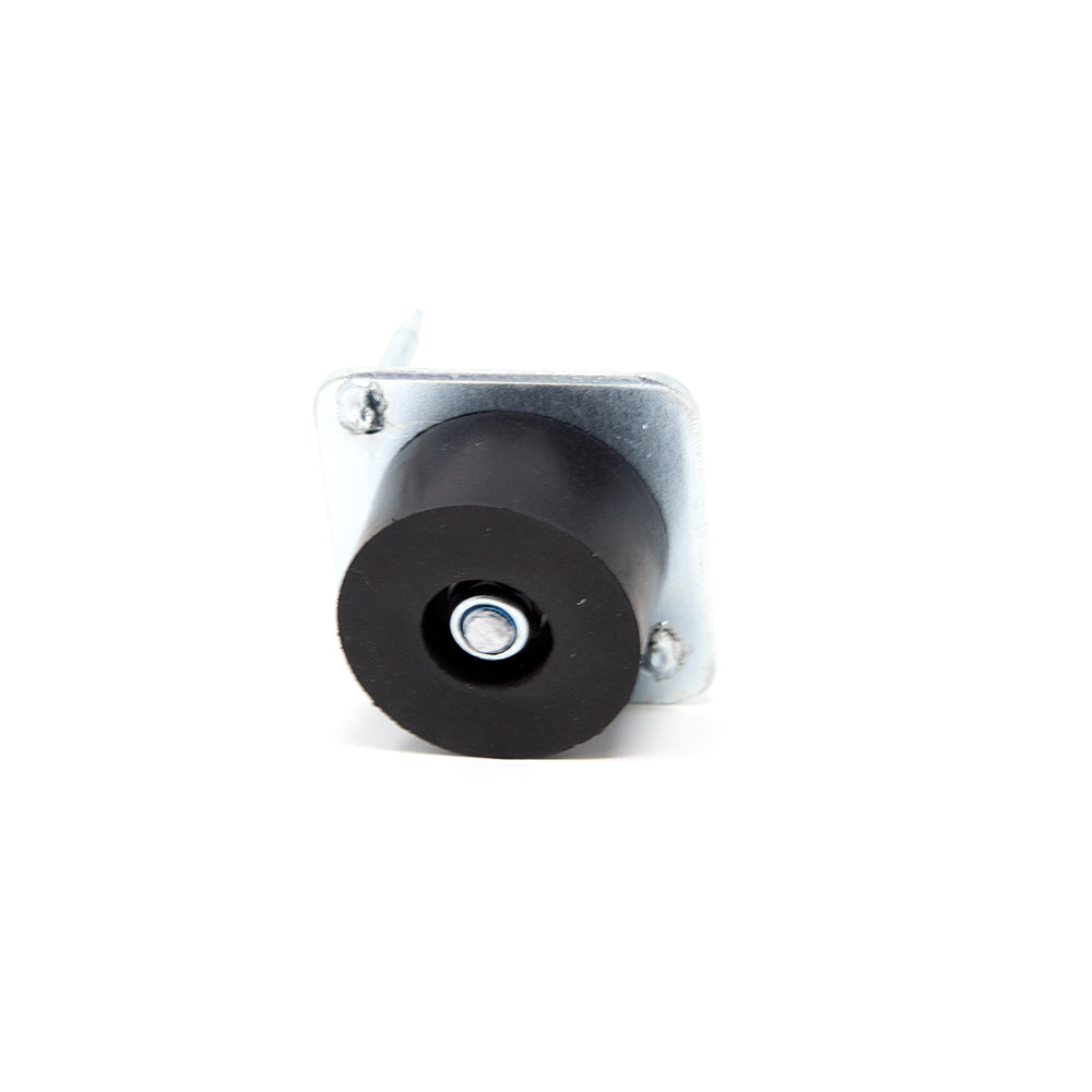 The rubber side of the hockey goal foot has a metal piece in the center.