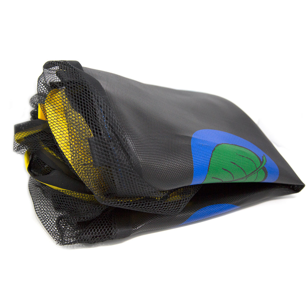 40-inch lily pad jump mat is folded up with its enclosure net.