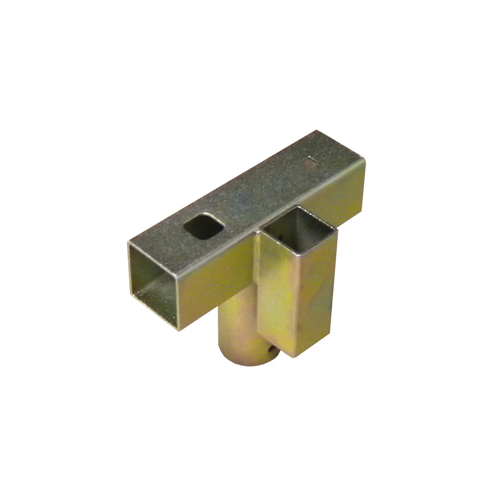 Replacement galvanized steel T-socket designed for oval trampolines.