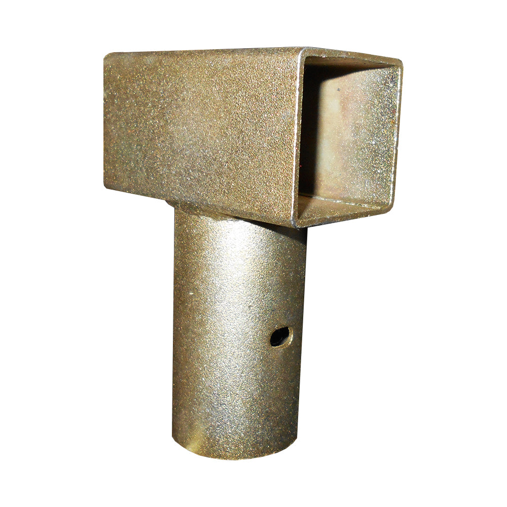 Galvanized steel T-joint designed for 16-foot round trampolines.