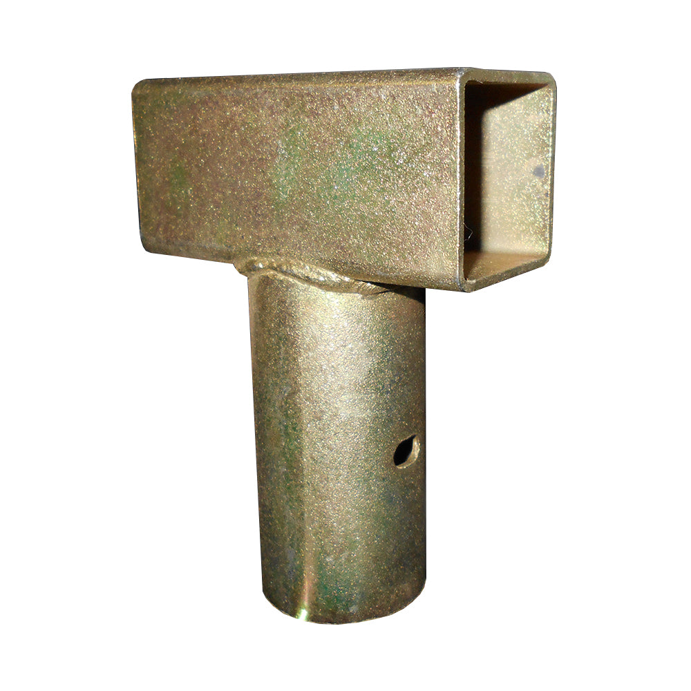 Galvanized steel T-joint designed for 14-foot round trampolines.