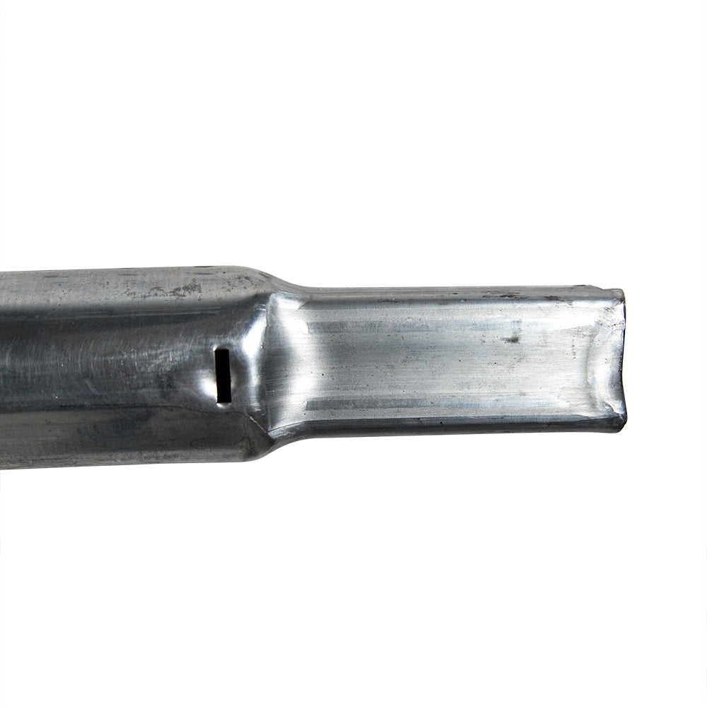 Close-up view of one of the squared ends of the tube.