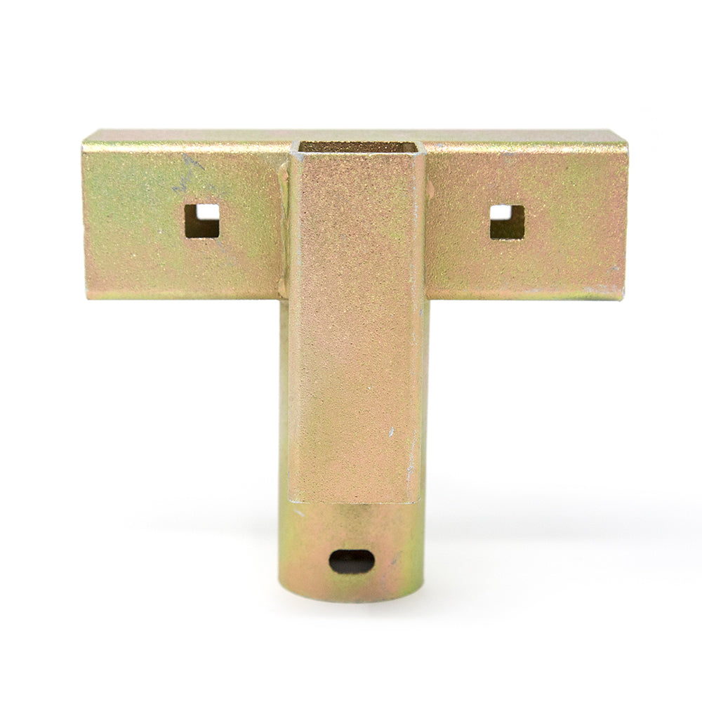 T-socket seen from behind so you can see the square-shaped screw holes.