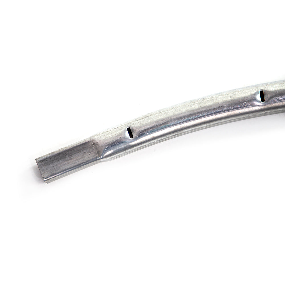 Close-up of one end of the tube and the holes for the springs.