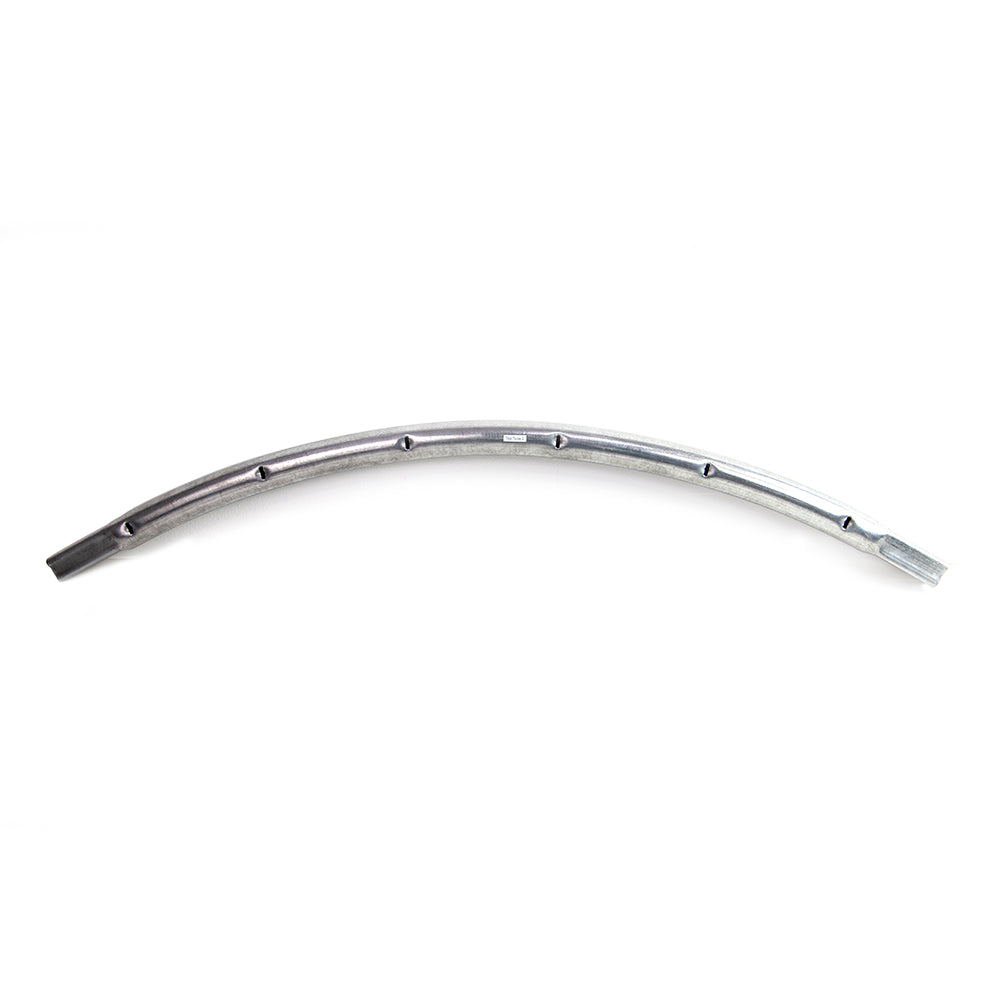 The curved main frame top tube is made of rust-resistant galvanized steel.