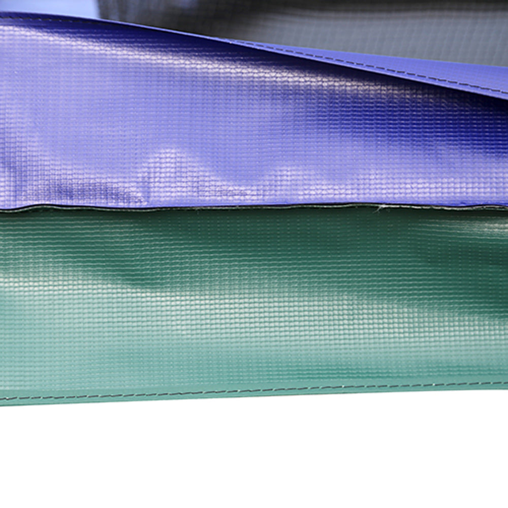 Close-up view of the blue and green colors on the spring pad.