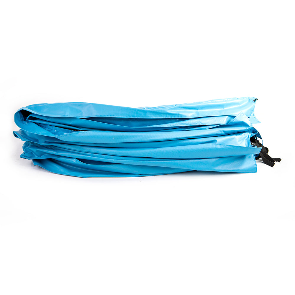 The teal spring pad is designed for an 11-foot cloud trampoline.