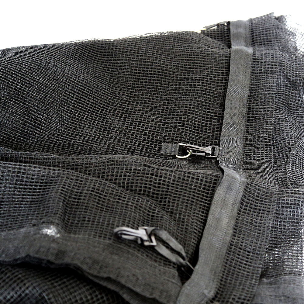 The enclosure net has three latch clips to help secure the enclosure door.