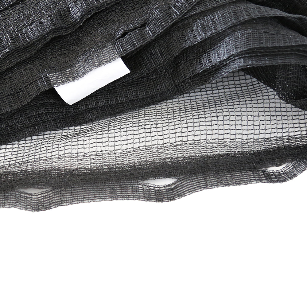 The black polyethylene enclosure net has reinforced button holes.