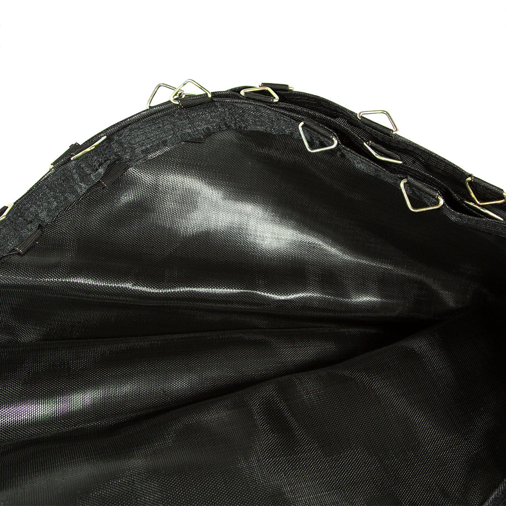 Jump mat has reinforced V-rings that make for easy assembly.