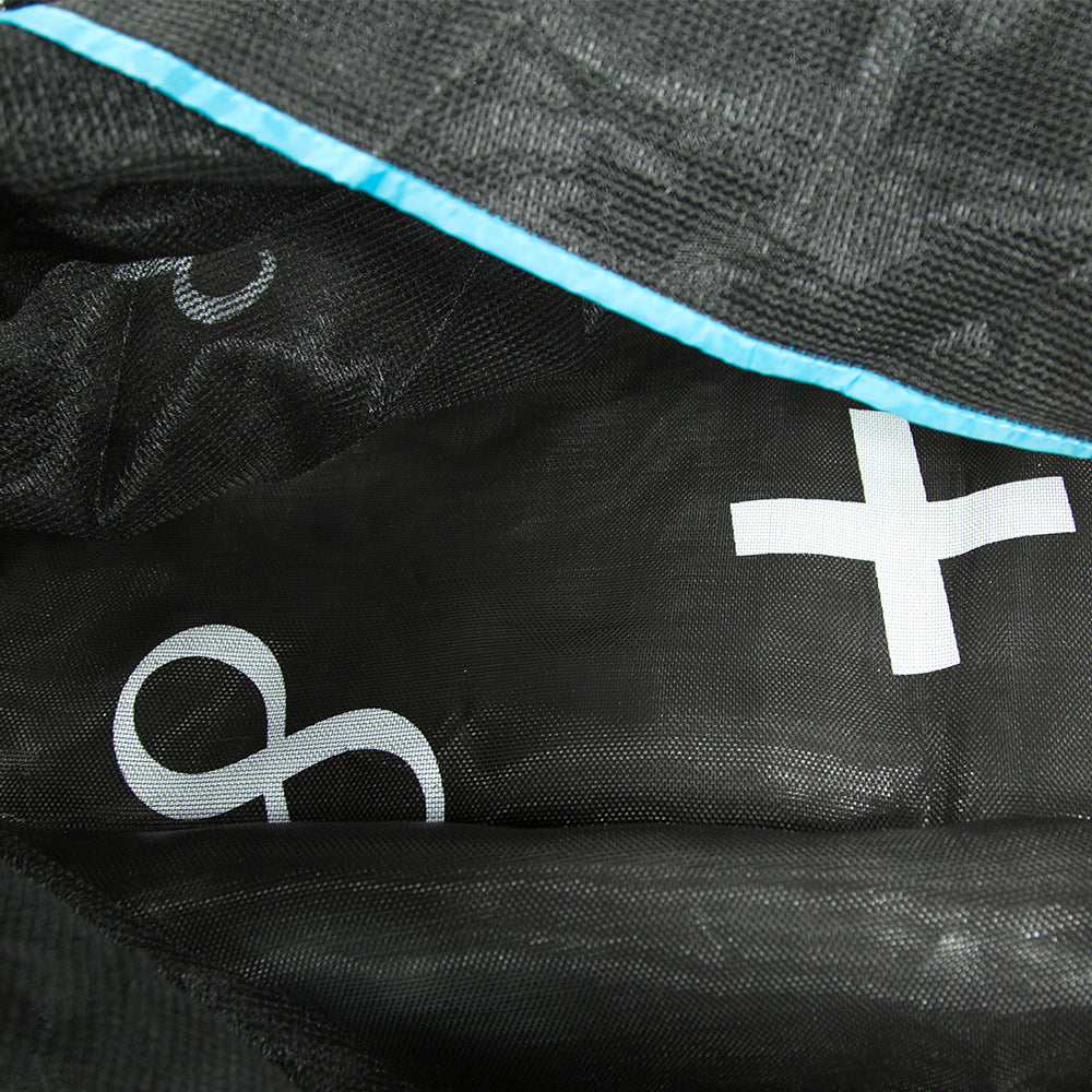 The 7.5-foot round jump mat has numbers and math symbols on it.