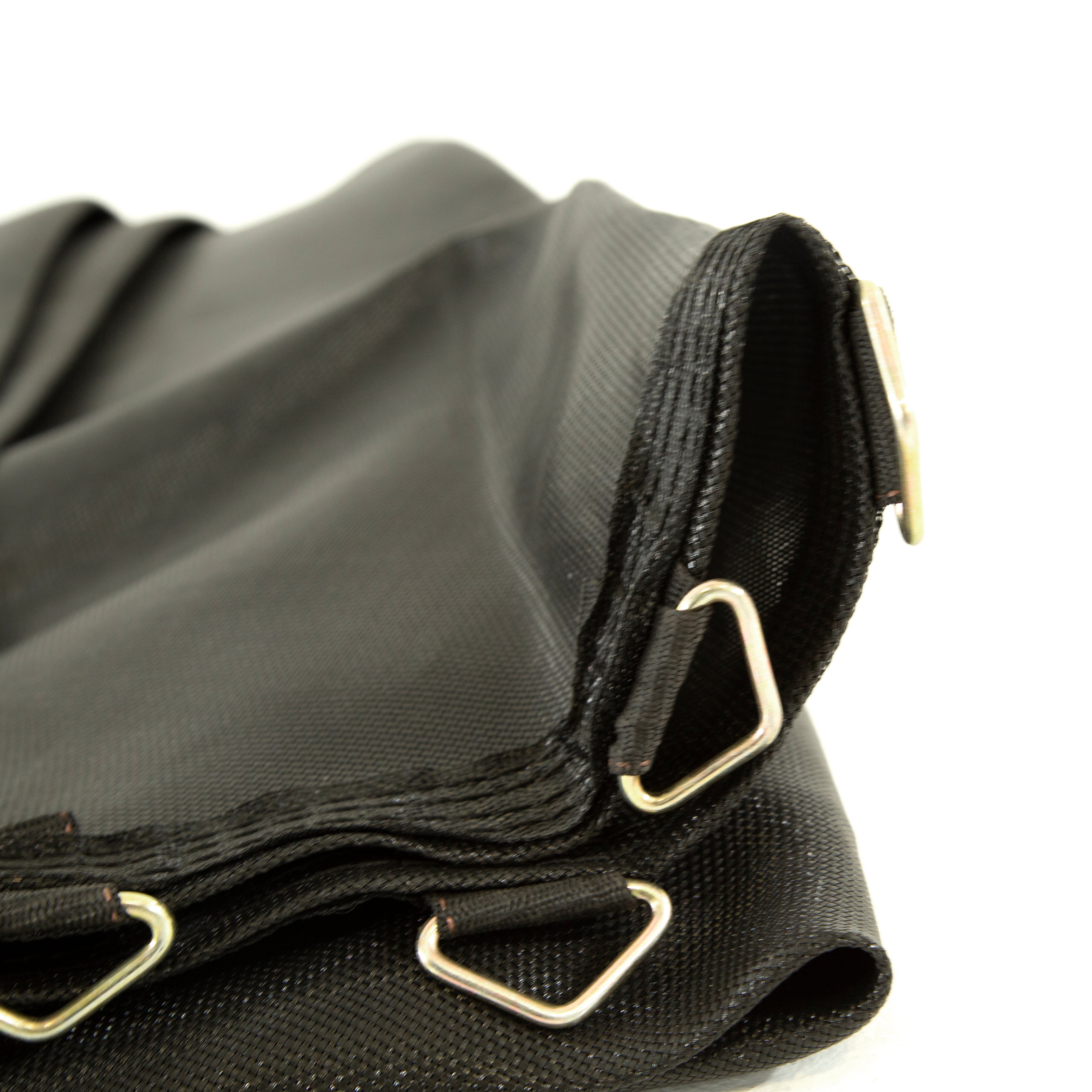 Closer view of the reinforced stitching around the v-rings.