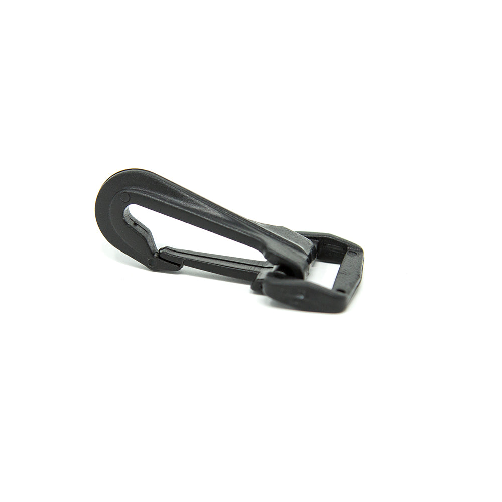 Black enclosure zipper lying upside down.