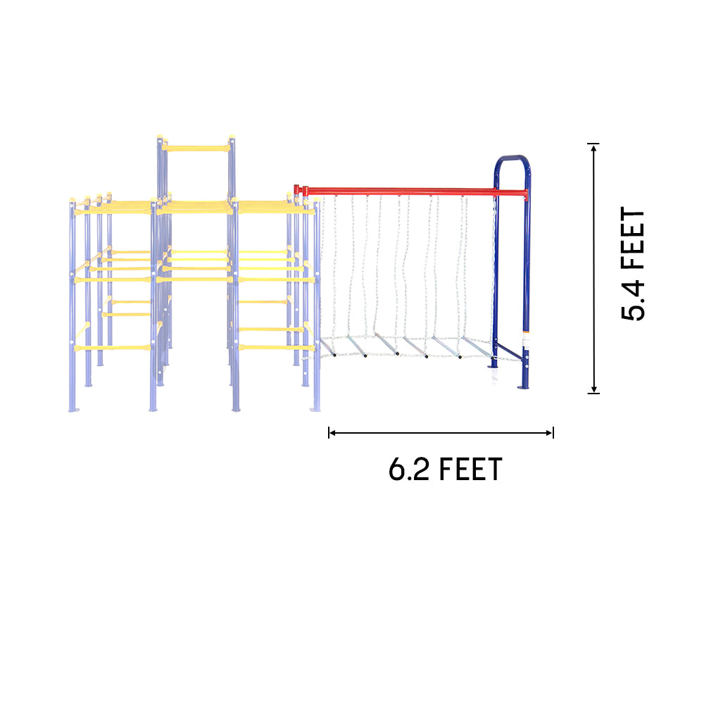 The Hanging Bridge playset module is 6.2 feet long and 5.4 feet tall.