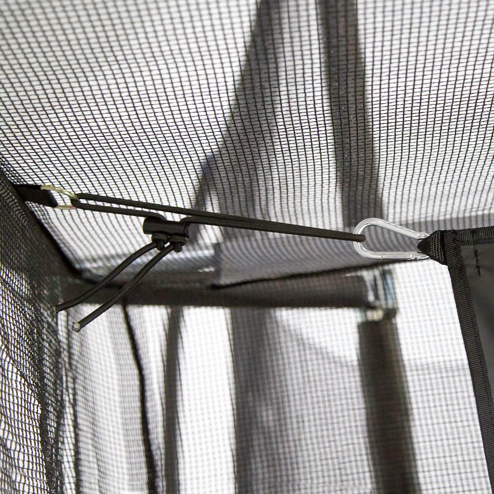 Close view of the strap and clip that secures the mat to the Multi-Sport Training Net. 