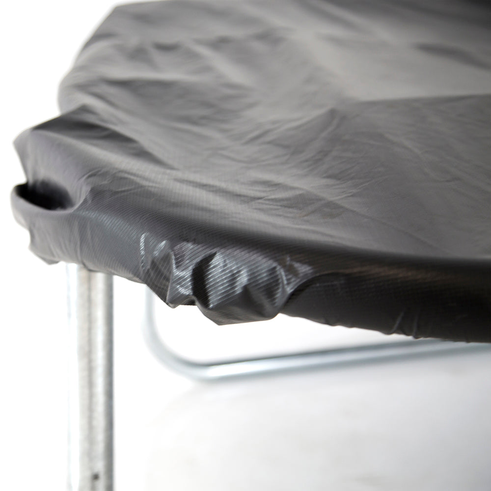 The black accessory weather cover is made of vinyl-coated PVC material. 