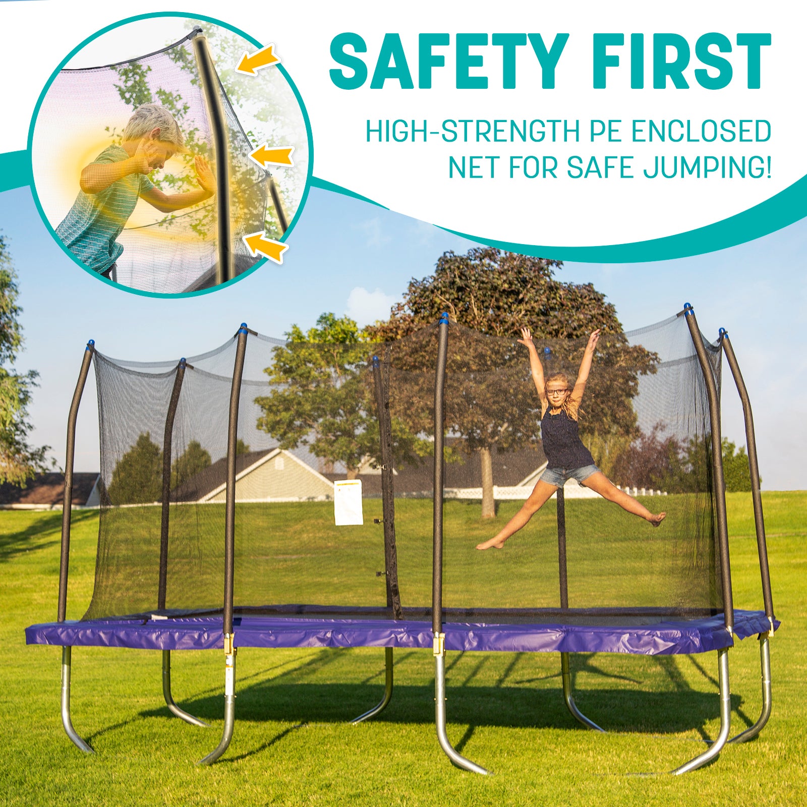 15' x 9' Rectangle Trampoline - Blue
