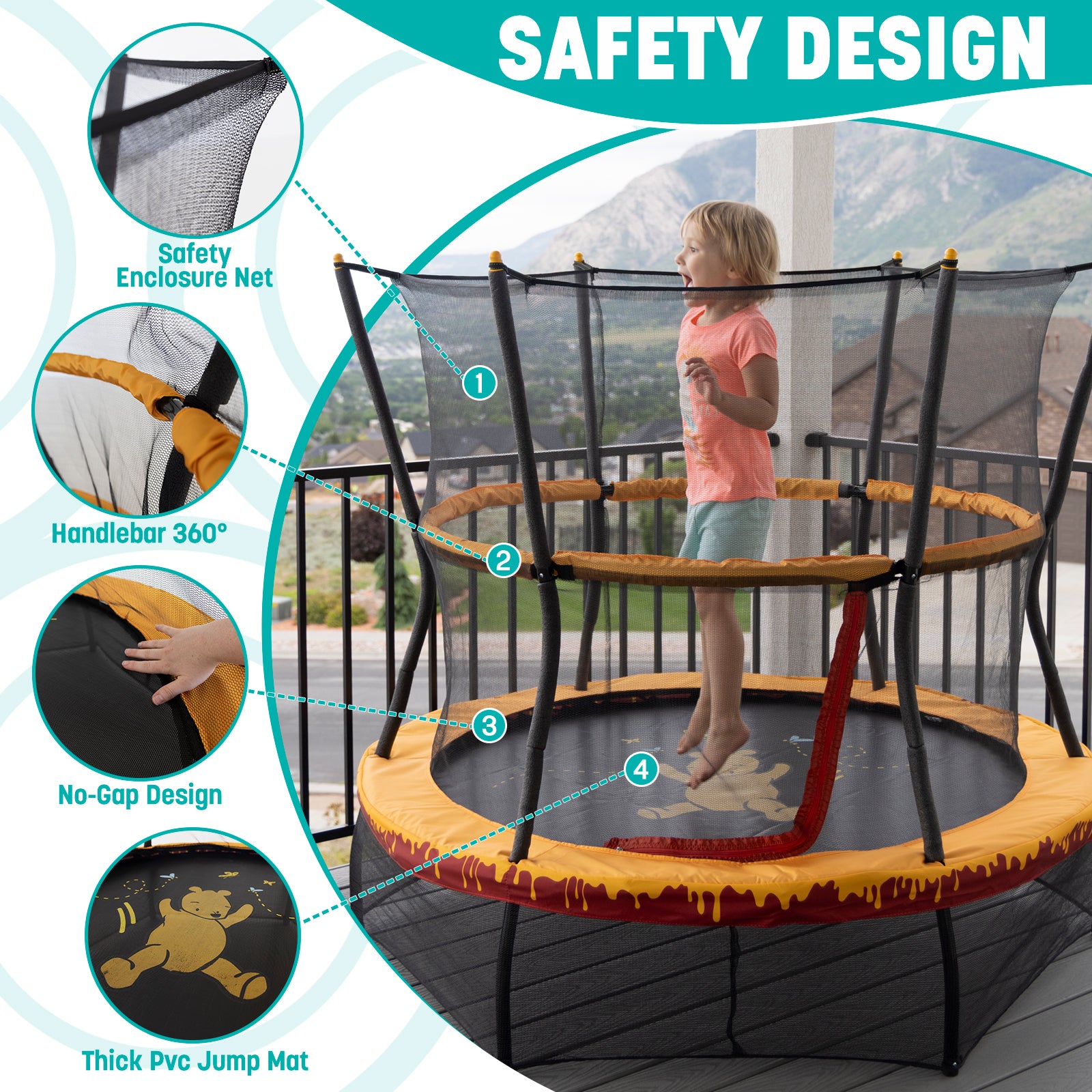 Skywalker Trampolines 60in Winnie the Pooh Mini Trampoline for Kids