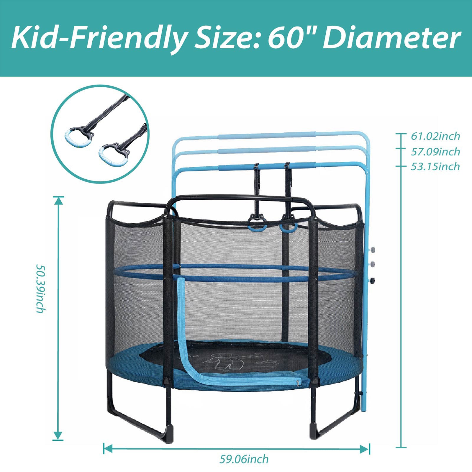 Skywalker Trampolines 60in  Round Trampoline L-Shaped Entry with Enclosure