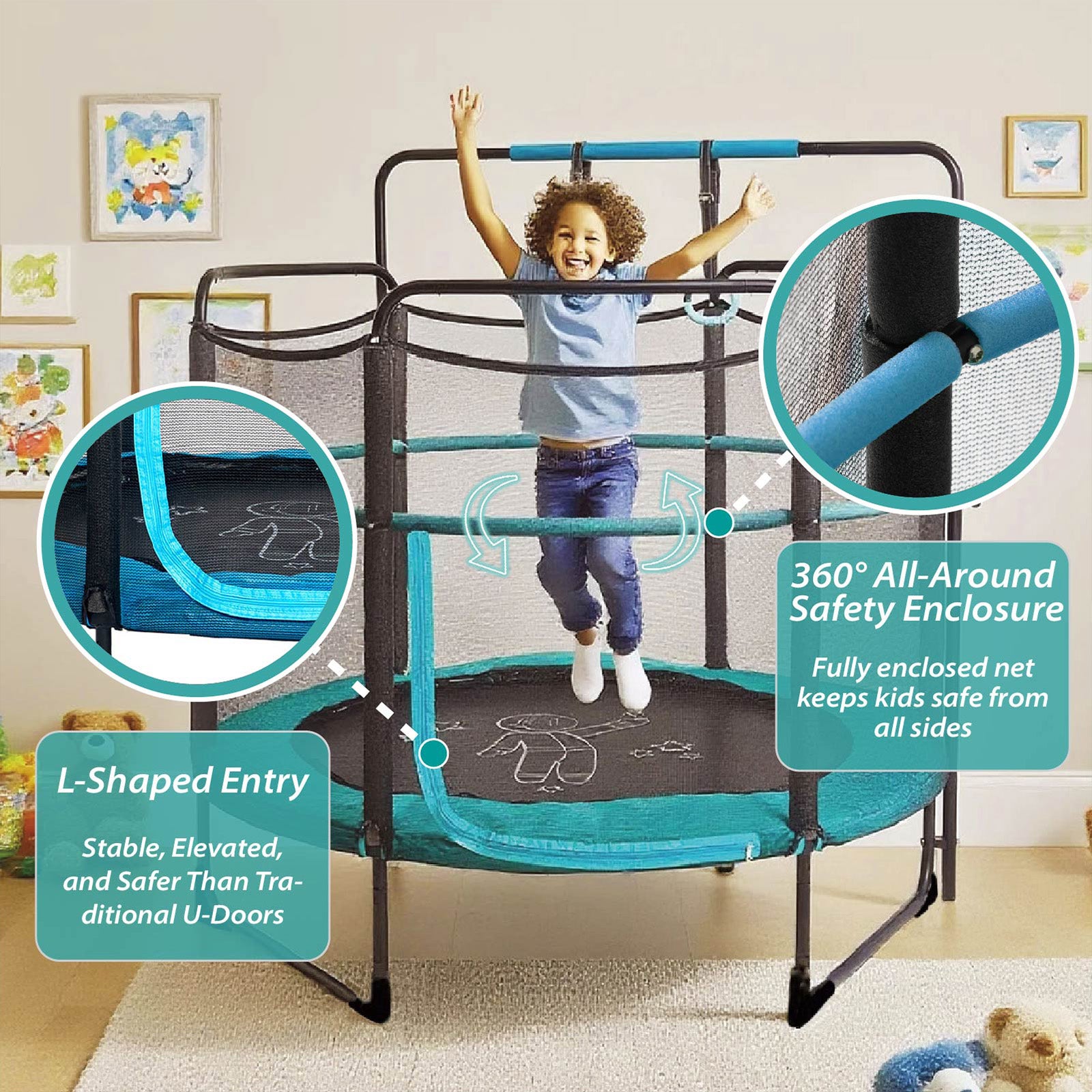 Skywalker Trampolines 60in Round Trampoline L-Shaped Entry with Enclos