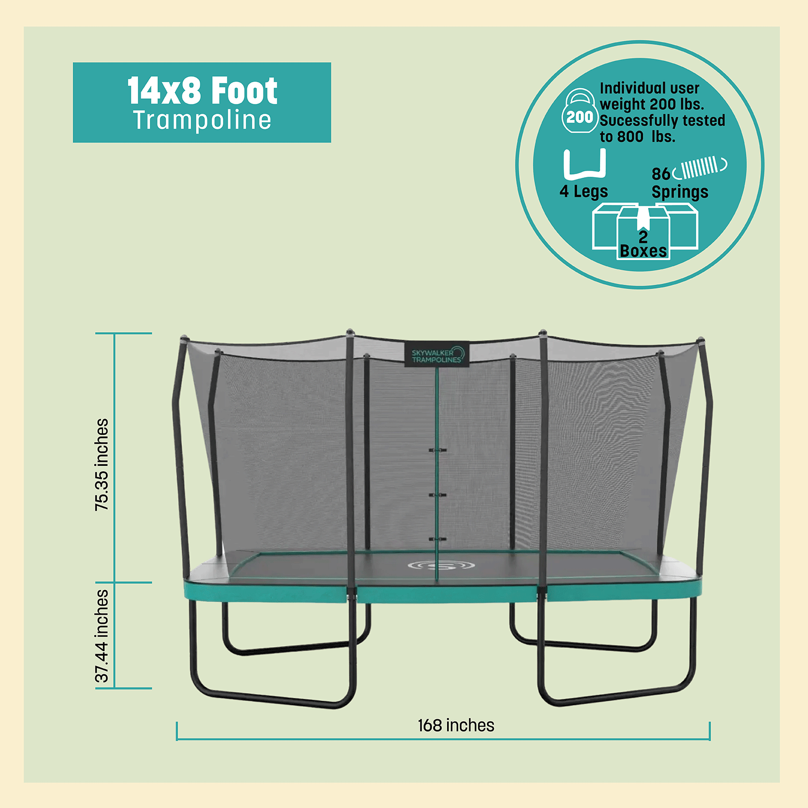 Signature Series 14'x8' Rectangle Outdoor Trampoline with Enclosure