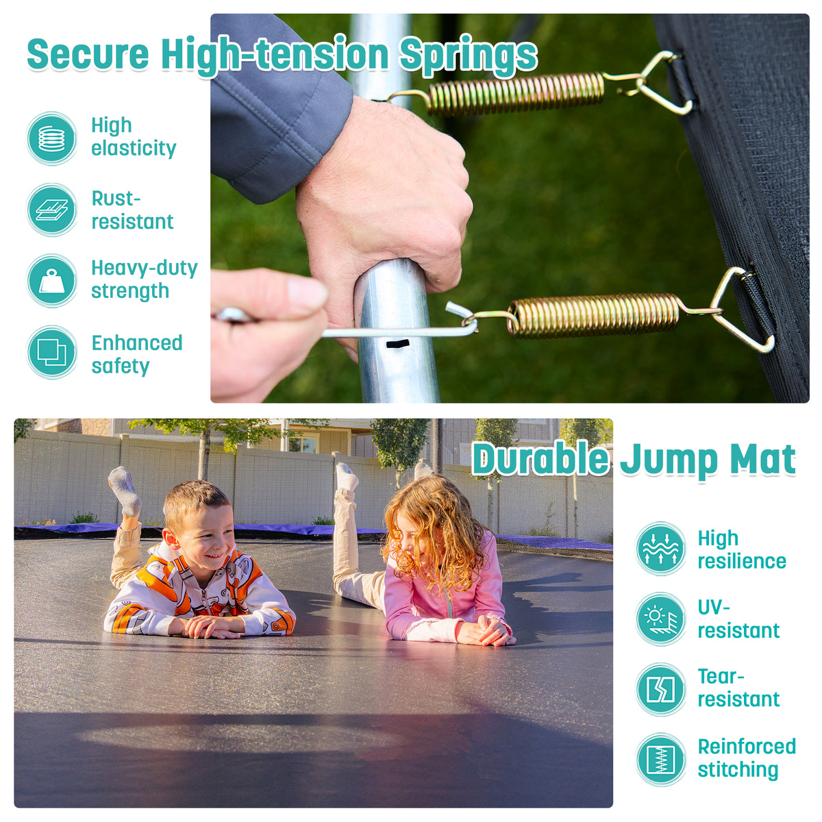 15' Square Trampoline - Blue