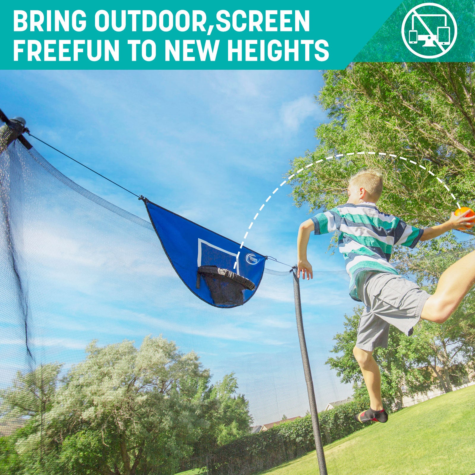 14'x8' Trampoline with Enclosure Net and Basketball Game