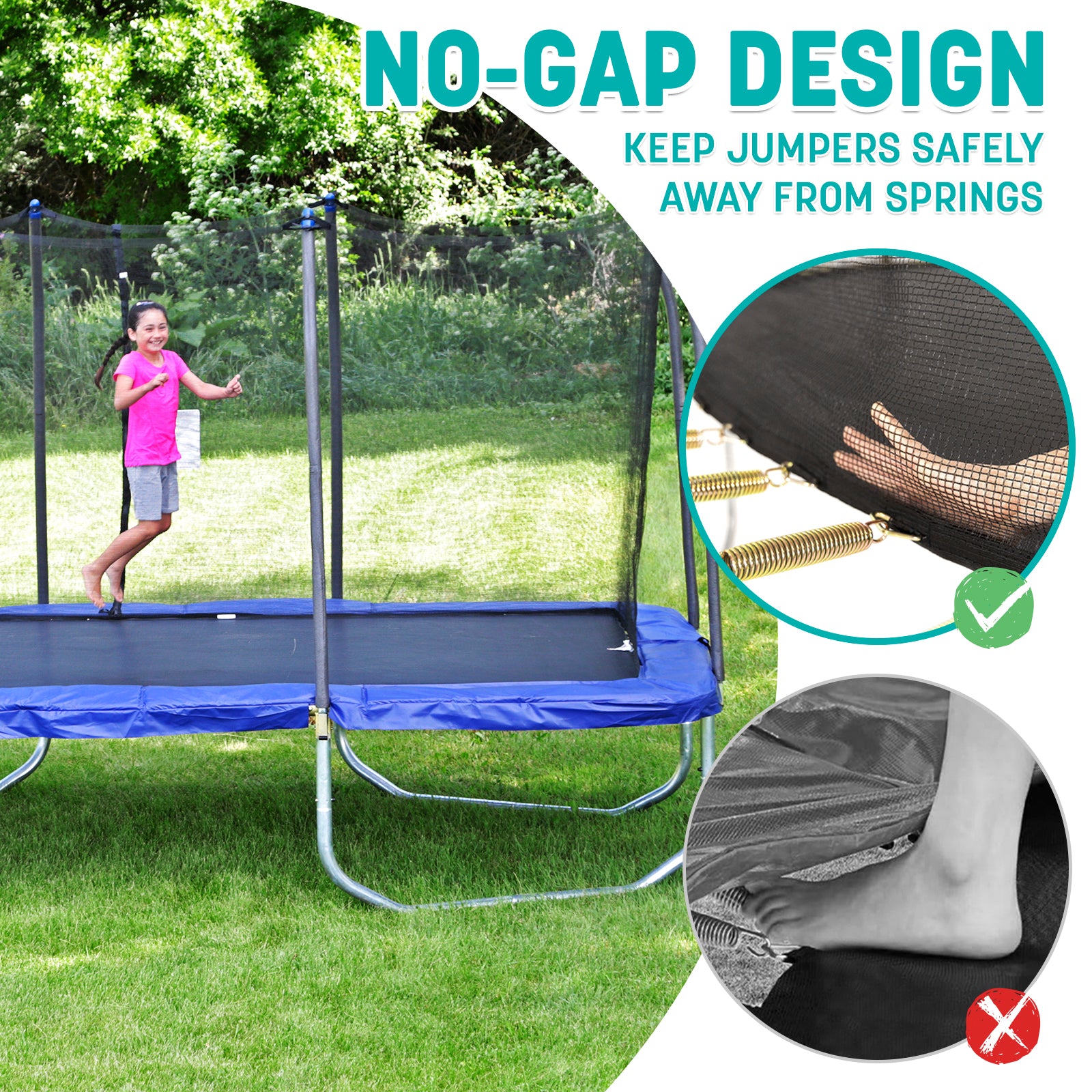 15' x 9' Rectangle Trampoline - Blue