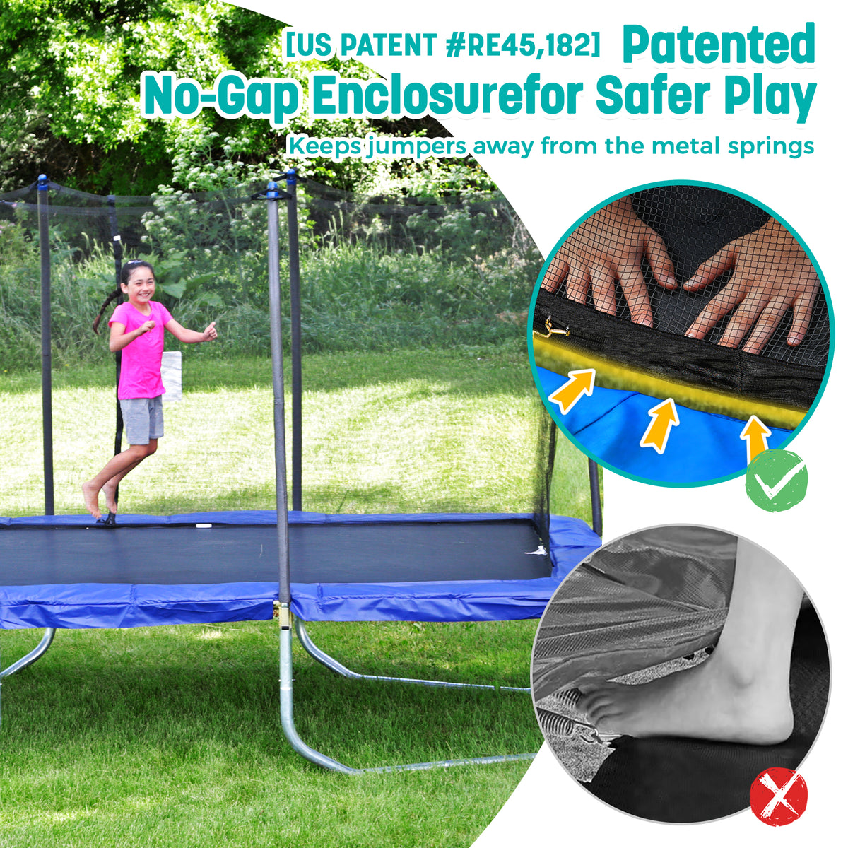 15' Square Trampoline - Blue