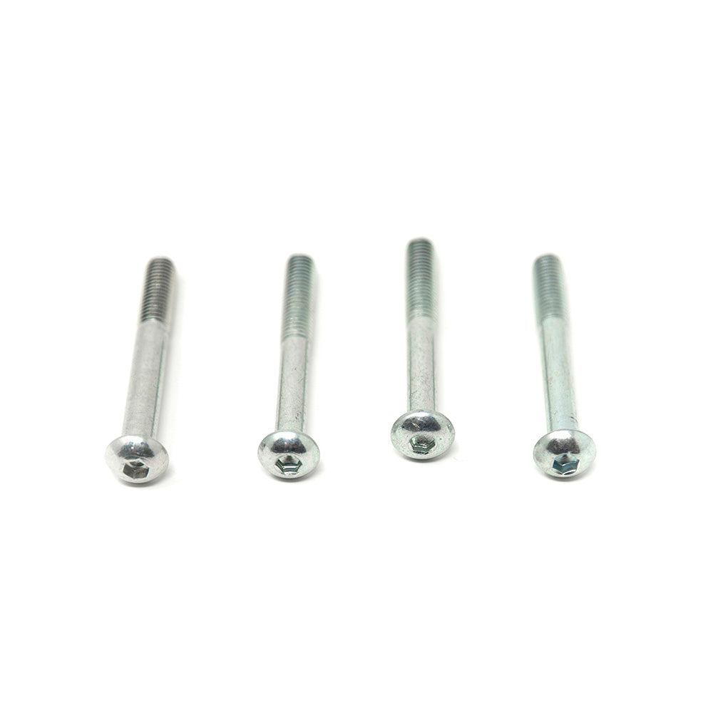 Four M8x65mm button bolts sitting in a row. 