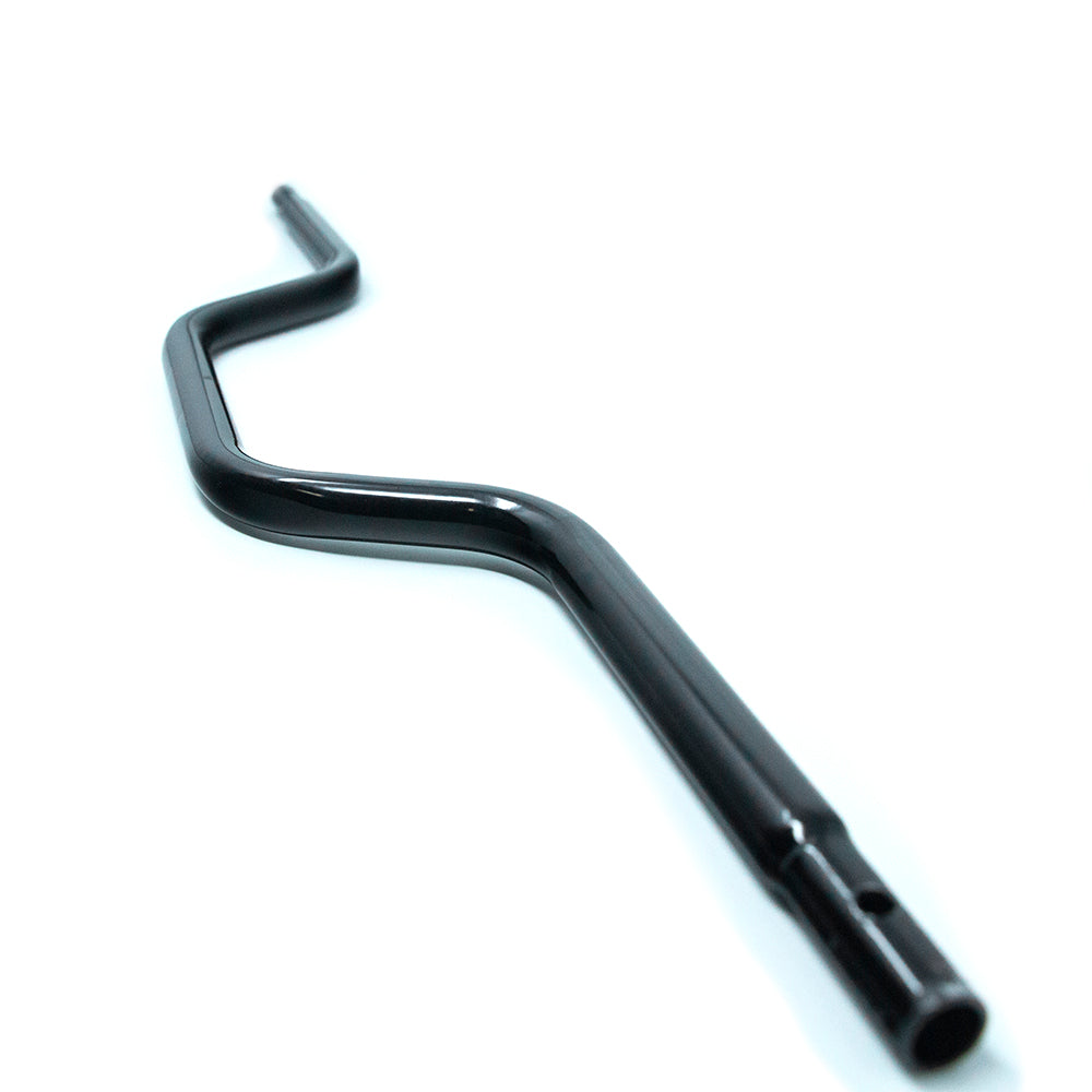 Replacement handlebar crafted from black powder-coated steel.